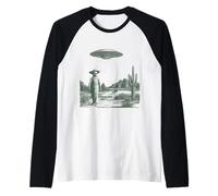 Drôle Alien Cowboy Squelette OVNI Desert Enlèvement Manche Raglan