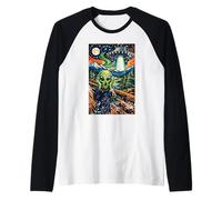 Drôle Alien UFO Enlèvement The Scream Painting Manche Raglan