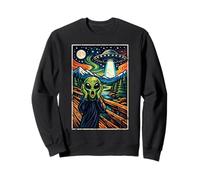 Drôle Alien UFO Enlèvement The Scream Painting Sweatshirt