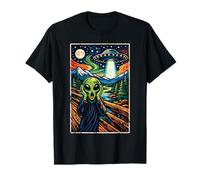 Drôle Alien UFO Enlèvement The Scream Painting T-Shirt