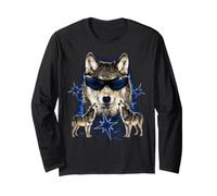 Drôle Alpha Wolf Loup-Garou Y2K Loups hurlants Retro Meme Manche Longue