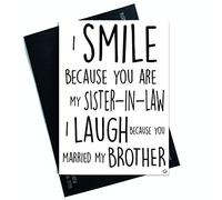 Drôle Anniversaire Cartes Drôle Cartes Mariage, Carte pour Sister In Law Sourire Laugh Married Mon Frère Cartes de Noël Famille Banta Humour PC403