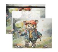 DrôLe Aquarelle GuéPard Trousses à Crayons Transparentes pour Chevet,Compatibles avec les Classeurs à 3 Anneaux(2 Pack)