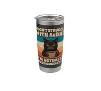 Drôle AuDHD Chat Café Humour Neurodivergent Rétro vieilli Gobelet isotherme en acier inoxydable double paroi