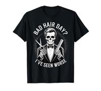 Drôle Bad Hair Day Squelette Barbier Humour Dire Femmes Hommes T-Shirt