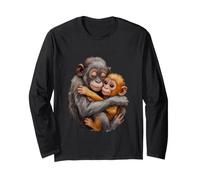 Drôle bébé Primates étreignant Disant l'amour Douillet Manche Longue
