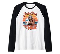 Drôle Bigfoot Dad Tenant du Lait rétro Motif Coucher de Soleil Manche Raglan