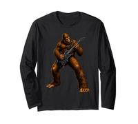 Drôle Bigfoot Guitariste Rock Music Art Manche Longue