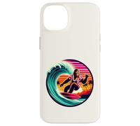 Drôle Bigfoot Riding Waves Surf avec Sensation Tropicale Aloha Coque pour iPhone 14 Plus