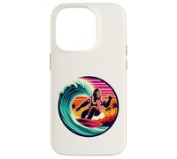 Drôle Bigfoot Riding Waves Surf avec Sensation Tropicale Aloha Coque pour iPhone 14 Pro