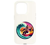 Drôle Bigfoot Riding Waves Surf avec Sensation Tropicale Aloha Coque pour iPhone 15 Pro