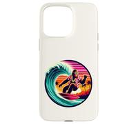 Drôle Bigfoot Riding Waves Surf avec Sensation Tropicale Aloha Coque pour iPhone 15 Pro Max