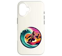 Drôle Bigfoot Riding Waves Surf avec Sensation Tropicale Aloha Coque pour iPhone 16