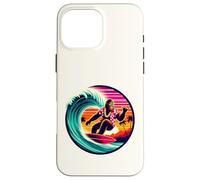 Drôle Bigfoot Riding Waves Surf avec Sensation Tropicale Aloha Coque pour iPhone 16 Pro Max