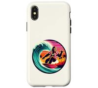 Drôle Bigfoot Riding Waves Surf avec Sensation Tropicale Aloha Coque pour iPhone X/XS