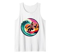 Drôle Bigfoot Riding Waves Surf avec Sensation Tropicale Aloha Débardeur