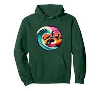 Drôle Bigfoot Riding Waves Surf avec Sensation Tropicale Aloha Sweat à Capuche
