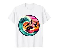 Drôle Bigfoot Riding Waves Surf avec Sensation Tropicale Aloha T-Shirt