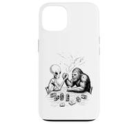 Drôle Bigfoot Sasquatch et Alien Arm Wrestling & Beer Coque pour iPhone 13