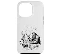 Drôle Bigfoot Sasquatch et Alien Arm Wrestling & Beer Coque pour iPhone 13 Pro