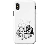 Drôle Bigfoot Sasquatch et Alien Arm Wrestling & Beer Coque pour iPhone X/XS