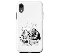 Drôle Bigfoot Sasquatch et Alien Arm Wrestling & Beer Coque pour iPhone XR