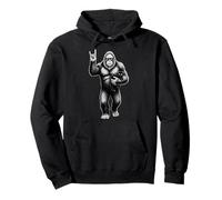 Drôle Bigfoot Sasquatch Tenant Un Chat, Rock on Graphic Sweat à Capuche