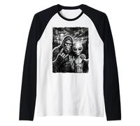 Drôle Bigfoot Selfie Rock on UFO Sasquatch Manche Raglan