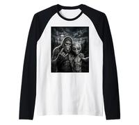 Drôle Bigfoot Selfie Rock on UFO Sasquatch Manche Raglan