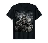 Drôle Bigfoot Selfie Rock on UFO Sasquatch T-Shirt