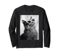 Drôle British Shorthair avec Lunettes de Soleil Mignon Chat Meme été Manche Longue