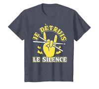 Drôle Cadeau pour Drummer Instrument De Musique Batterie T-Shirt, Enfant, Bleu Chiné, 12 Ans