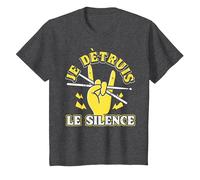 Drôle Cadeau pour Drummer Instrument De Musique Batterie T-Shirt, Enfant, Chiné Foncé, 8 Ans