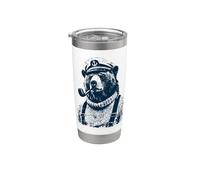 Drôle Capitaine Ours Phoque Océan Maritime Plage Côtière Gobelet isotherme en acier inoxydable double paroi
