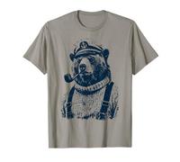 Drôle Capitaine Ours Phoque Océan Maritime Plage Côtière T-Shirt