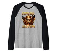 Drôle Cappuccino Assassin Café Ninja Samouraï T Shirt Manche Raglan