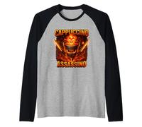 Drôle Cappuccino Assassin Café Ninja Samouraï T Shirt Manche Raglan