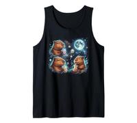 Drôle Capybara Boba Tea Space Moon Howling to The Moon Débardeur