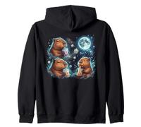 Drôle Capybara Boba Tea Space Moon Howling to The Moon Sweat à Capuche