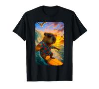 Drôle Capybara Selfie Surf Capybara Tropical Sunset T-Shirt