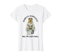 Drôle Capybara Stoïque Philosophe Marcus Aurelius Chill T-Shirt Graphique avec Valeur, Femme, Blanc, M