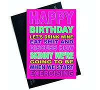Drôle Carte D'Anniversaire Ami Cartes Boisson Vin Eat Shit Blague Joyeux Anniversaire Cartes Meilleur Ami Carte Collègue Carte D'Anniversaire Humour Cartes Drôle PC575