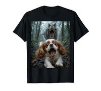 Drôle Cavalier King Charles Spaniel T-Rex Chase Selfie T-Shirt