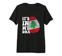 Drôle C'est dans Mon ADN Drapeau du Liban Empreinte Digitale T-Shirt Haut de Gamme