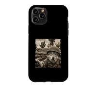 Drôle Champ De Bataille Soldat Casque Loup Coque pour iPhone 11 Pro