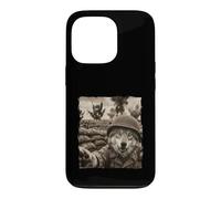 Drôle Champ De Bataille Soldat Casque Loup Coque pour iPhone 13 Pro