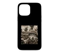 Drôle Champ De Bataille Soldat Casque Loup Coque pour iPhone 13 Pro Max