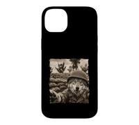 Drôle Champ De Bataille Soldat Casque Loup Coque pour iPhone 14 Plus