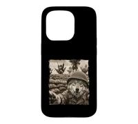Drôle Champ De Bataille Soldat Casque Loup Coque pour iPhone 15 Pro