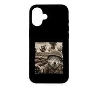 Drôle Champ De Bataille Soldat Casque Loup Coque pour iPhone 16